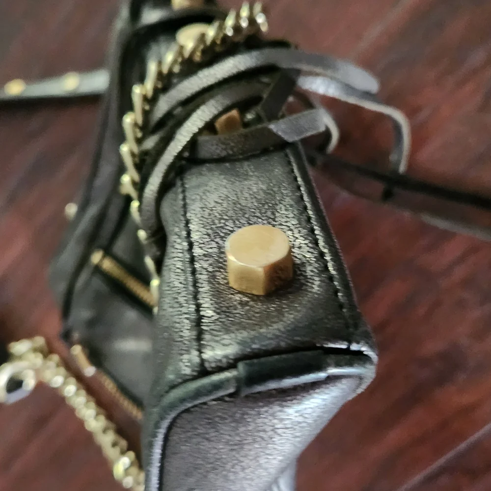 Rebecca MinkoffLeather Studded Chain Link Crossbody Bag